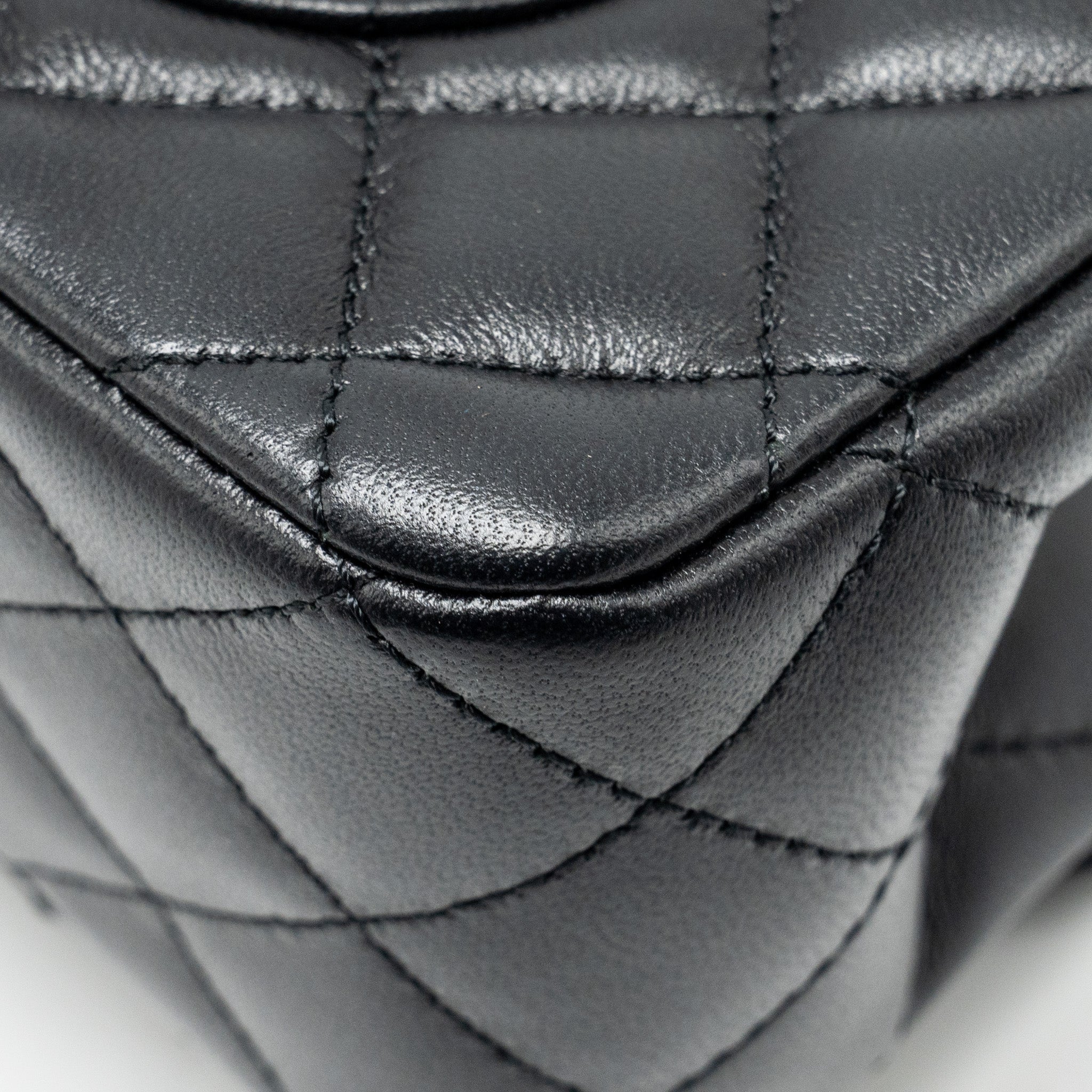 Chanel Crystal Detailed Top Handle Flap Bag Lambskin Black  (Microchip)