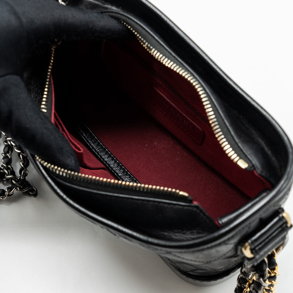 Chanel small Gabrielle hobo bag calfskin black Multicolour hardware