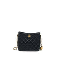 Chanel Pearl Crush Hobo Bag Lambskin Black  (Microchip)