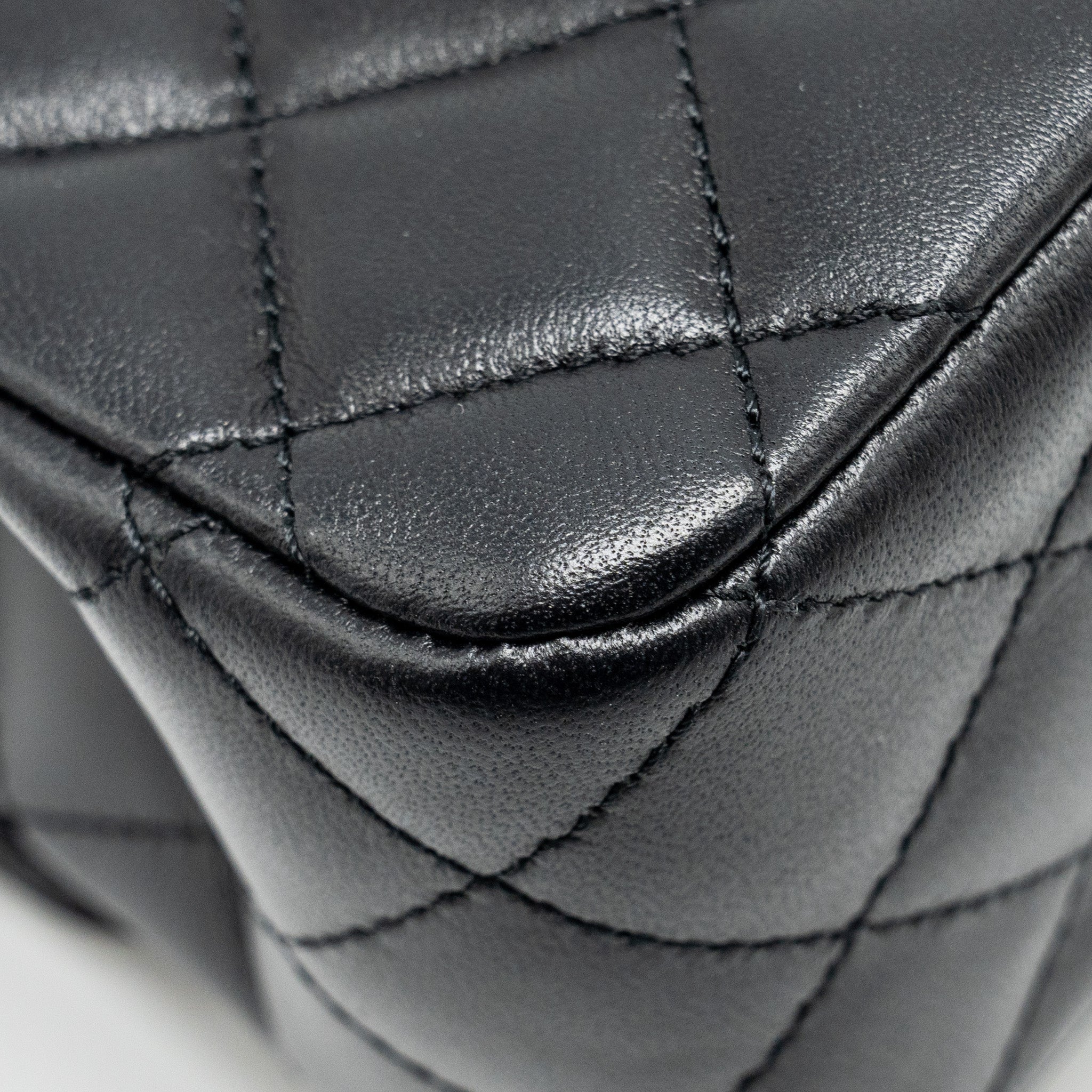 Chanel Crystal Detailed Top Handle Flap Bag Lambskin Black  (Microchip)