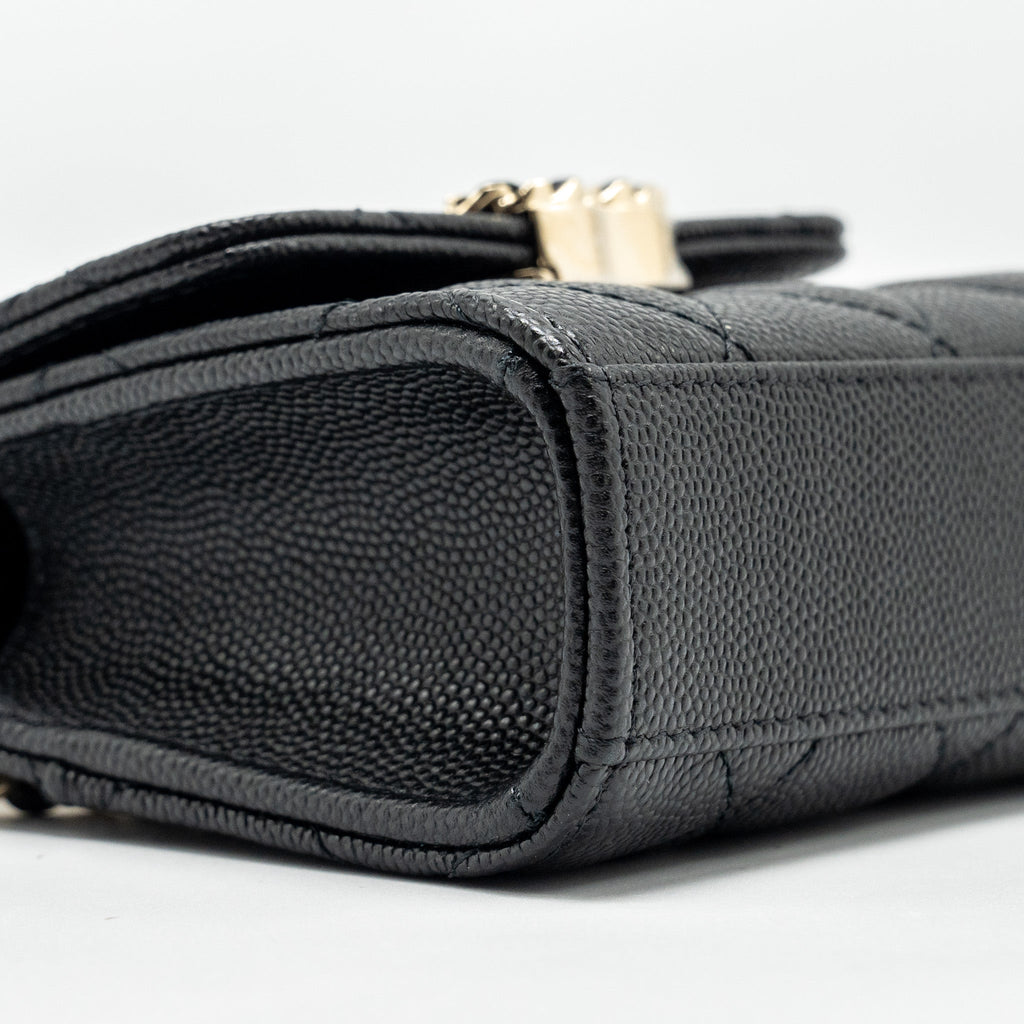 Chanel Mini Top Handle Flap Bag Caviar Black L (Microchip)