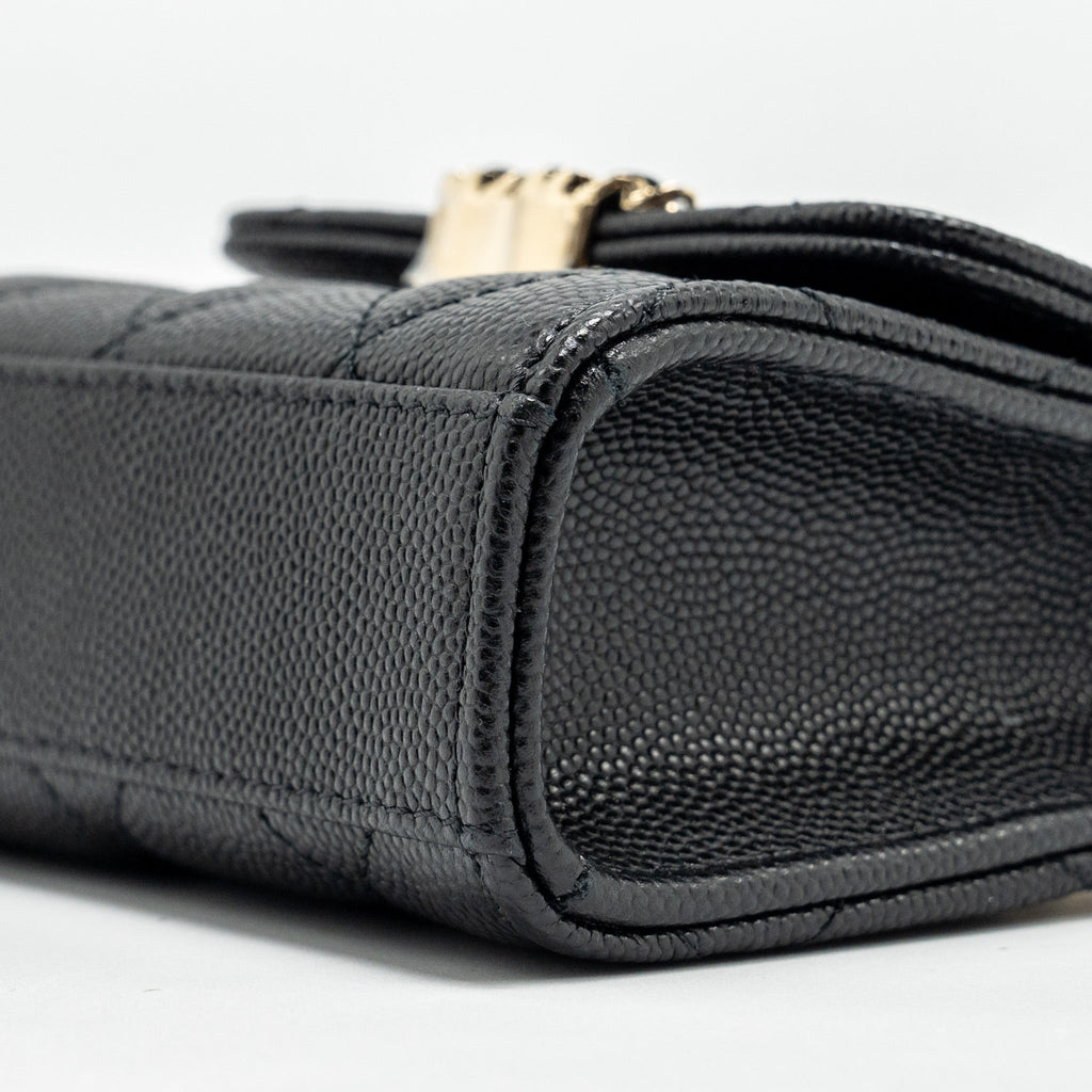 Chanel Mini Top Handle Flap Bag Caviar Black L (Microchip)