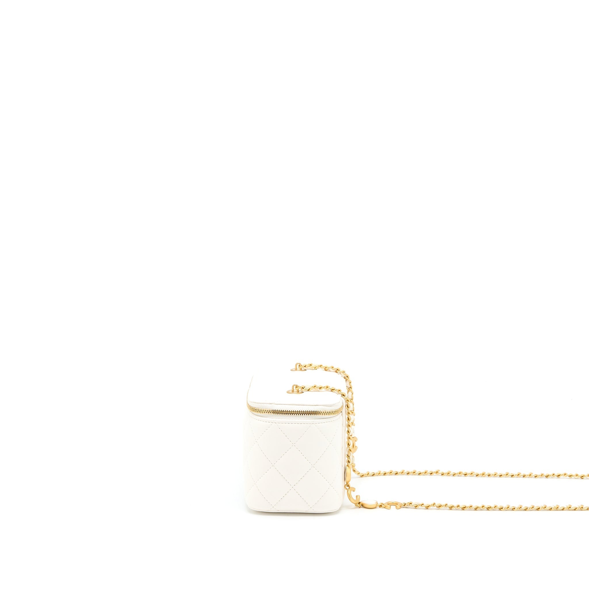 Chanel Coco Letter Long Vanity with Chain Lambskin White