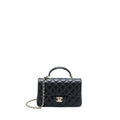 Chanel Top Handle Mini Rectangular Flap Bag Lambskin Black L (Microchip)