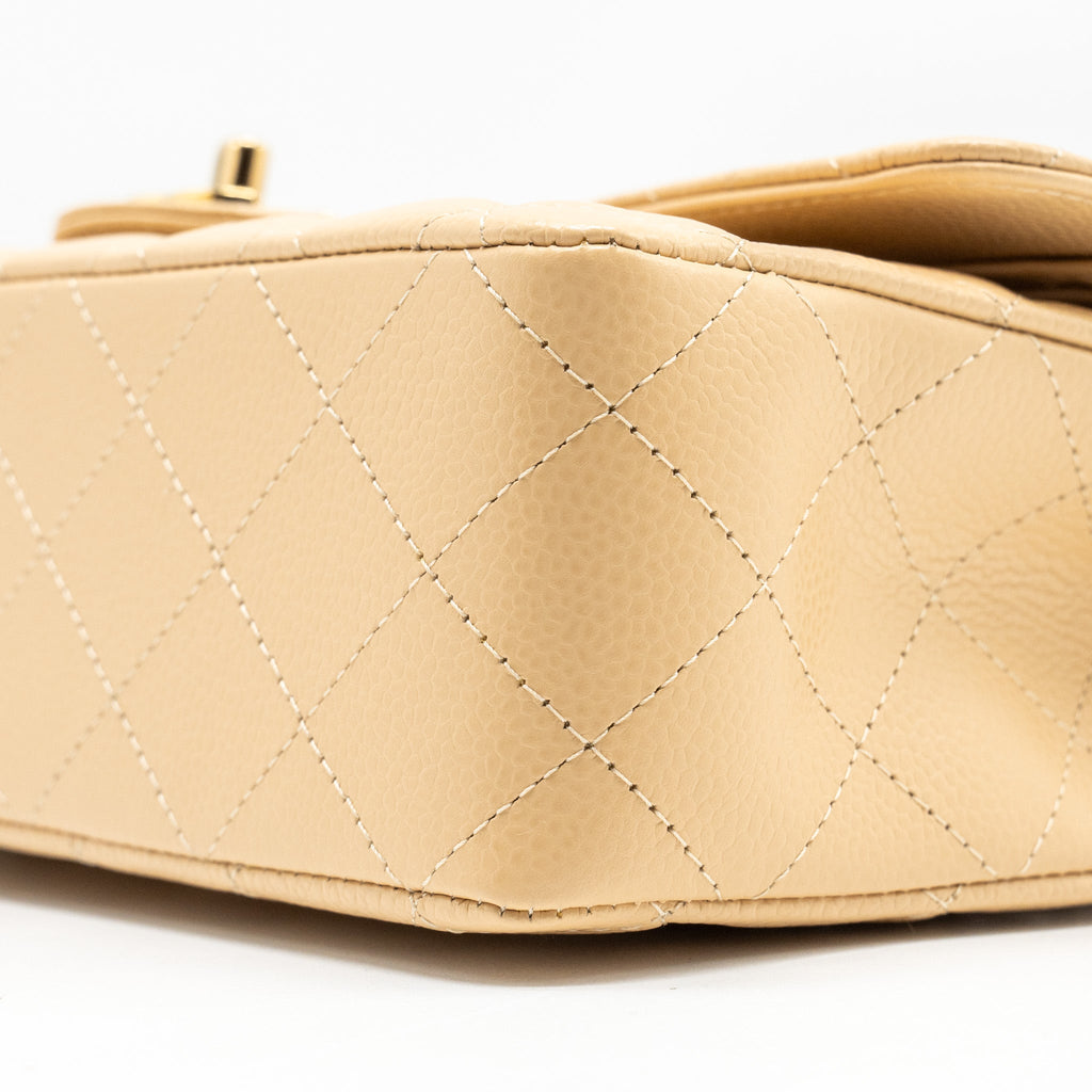 Chanel Medium Classic Double Flap Bag Caviar Beige