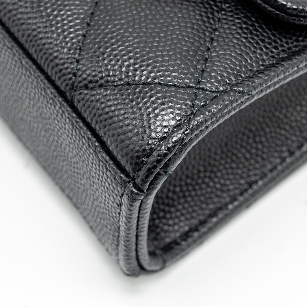 Chanel Mini Top Handle Flap Bag Caviar Black L (Microchip)