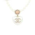 Chanel Pearl Necklace With Heart Pearl Crystal CC Logo L