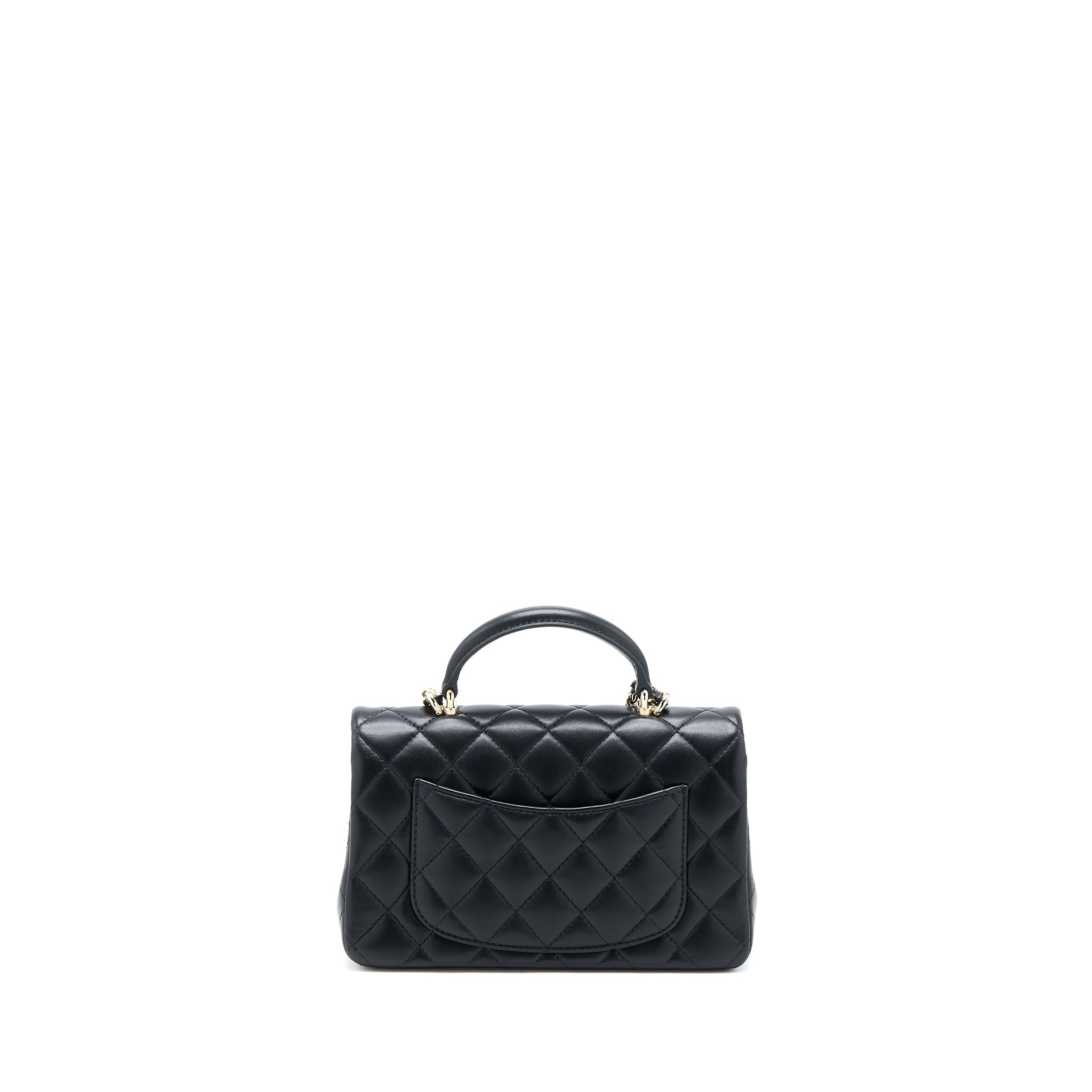 Chanel Top Handle Mini Rectangular Flap Bag Lambskin Black L (Microchip)