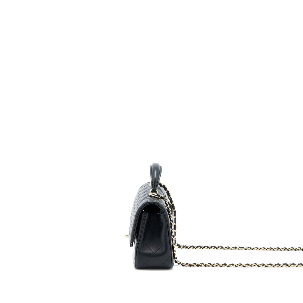 Chanel Top Handle Mini Rectangular Flap Bag Lambskin Black L (Microchip)