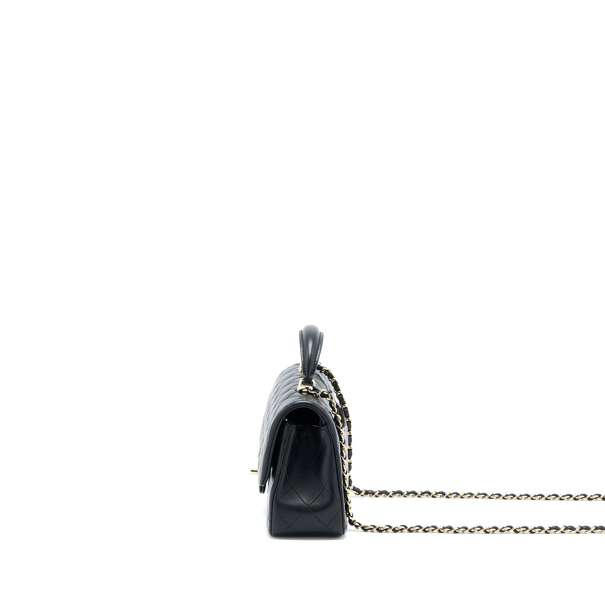 Chanel Top Handle Mini Rectangular Flap Bag Lambskin Black L (Microchip)