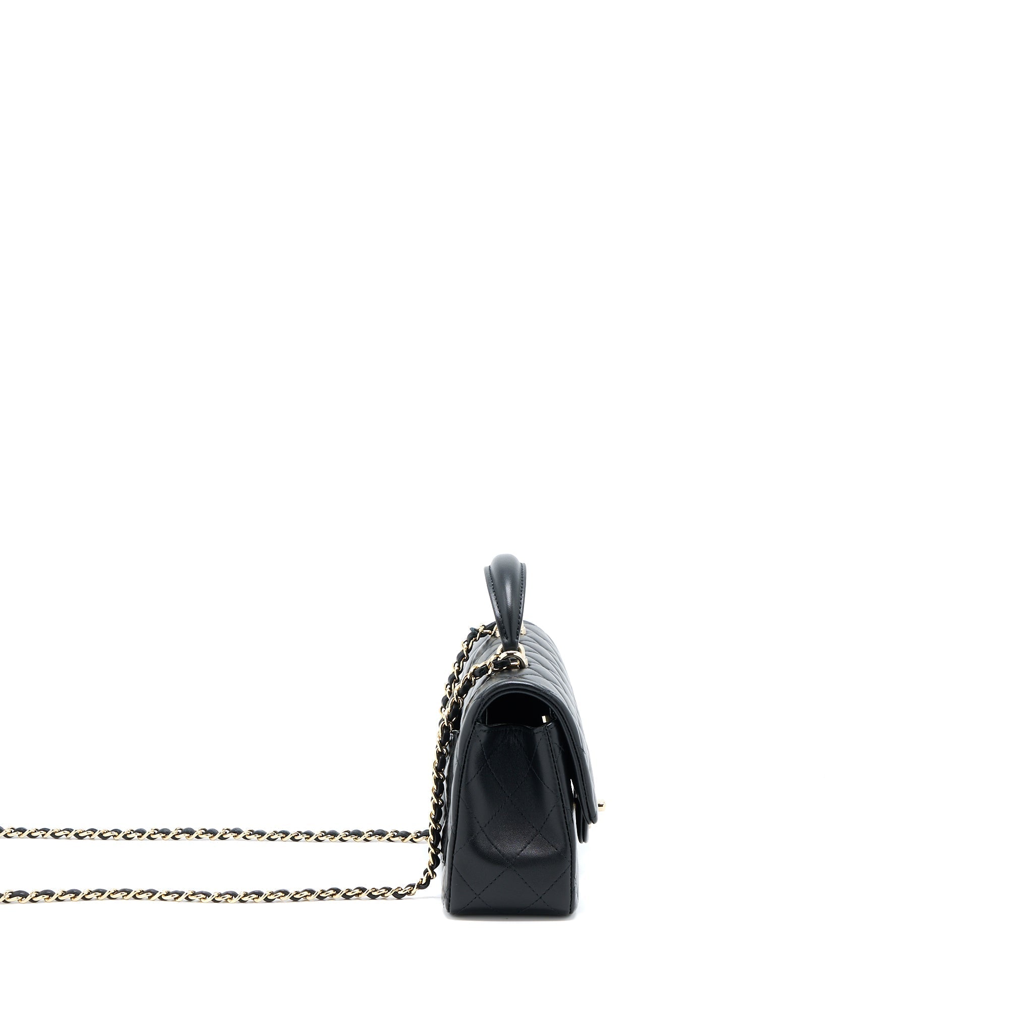 Chanel Top Handle Mini Rectangular Flap Bag Lambskin Black L (Microchip)