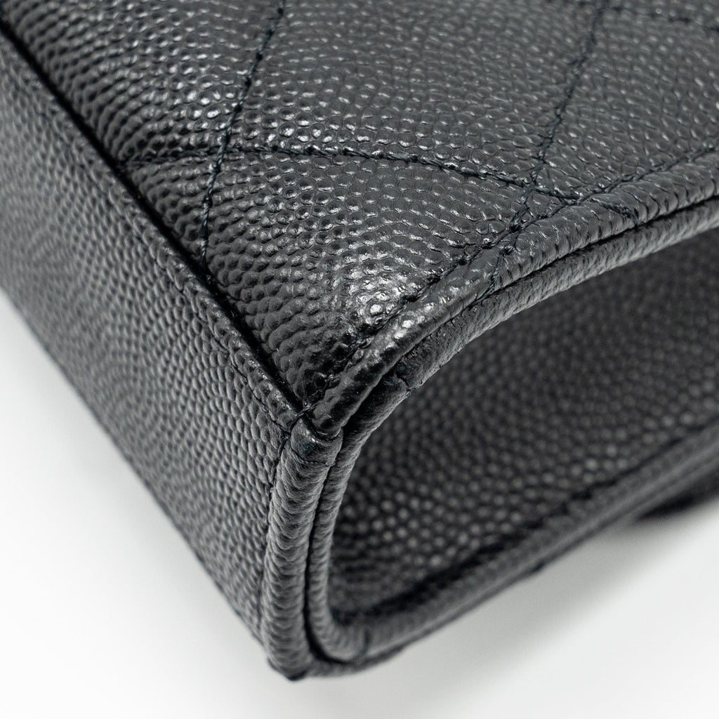 Chanel Mini Top Handle Flap Bag Caviar Black L (Microchip)