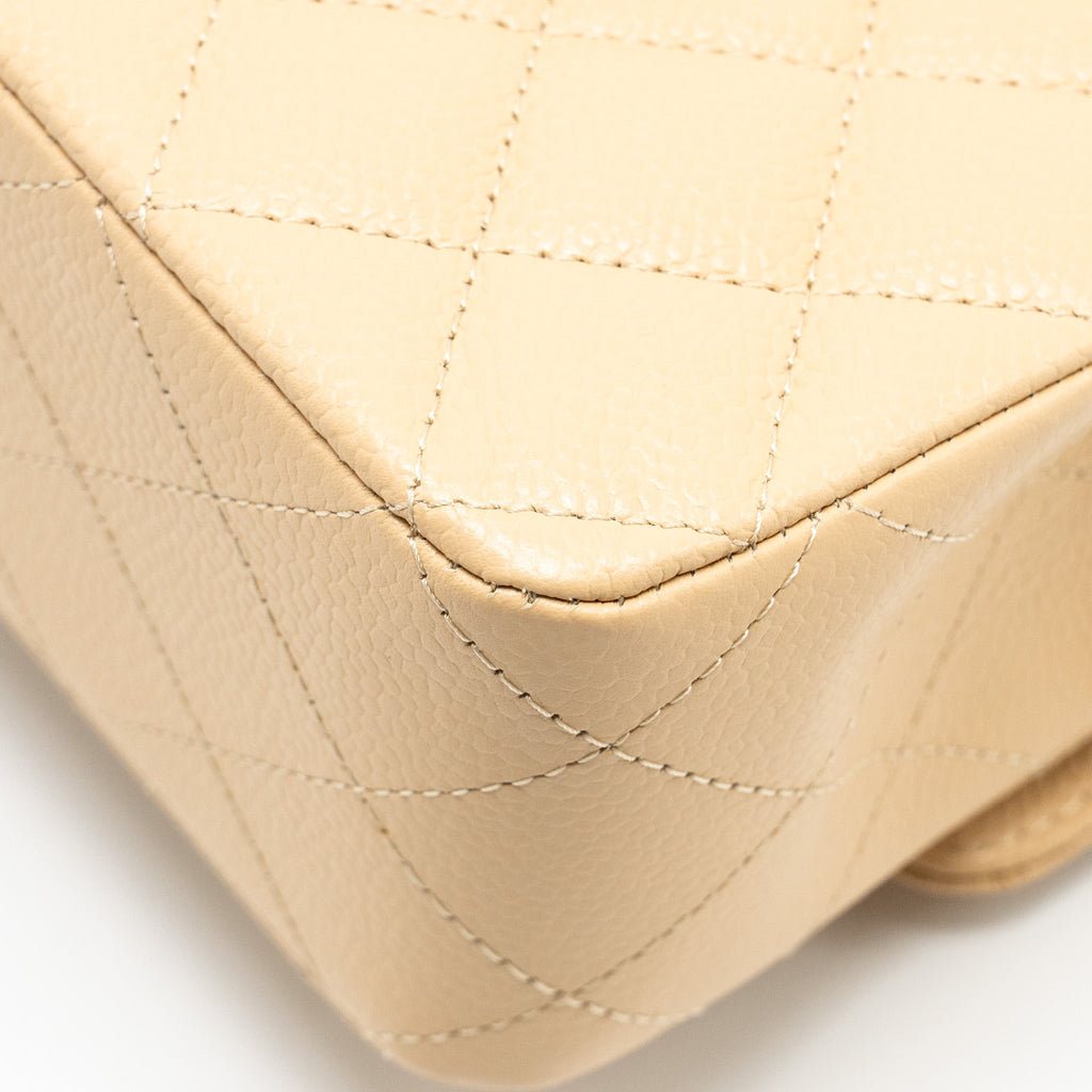 Chanel Medium Classic Double Flap Bag Caviar Beige