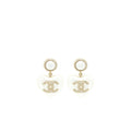 Chanel Heart Pearl Crystals CC Logo Earrings L