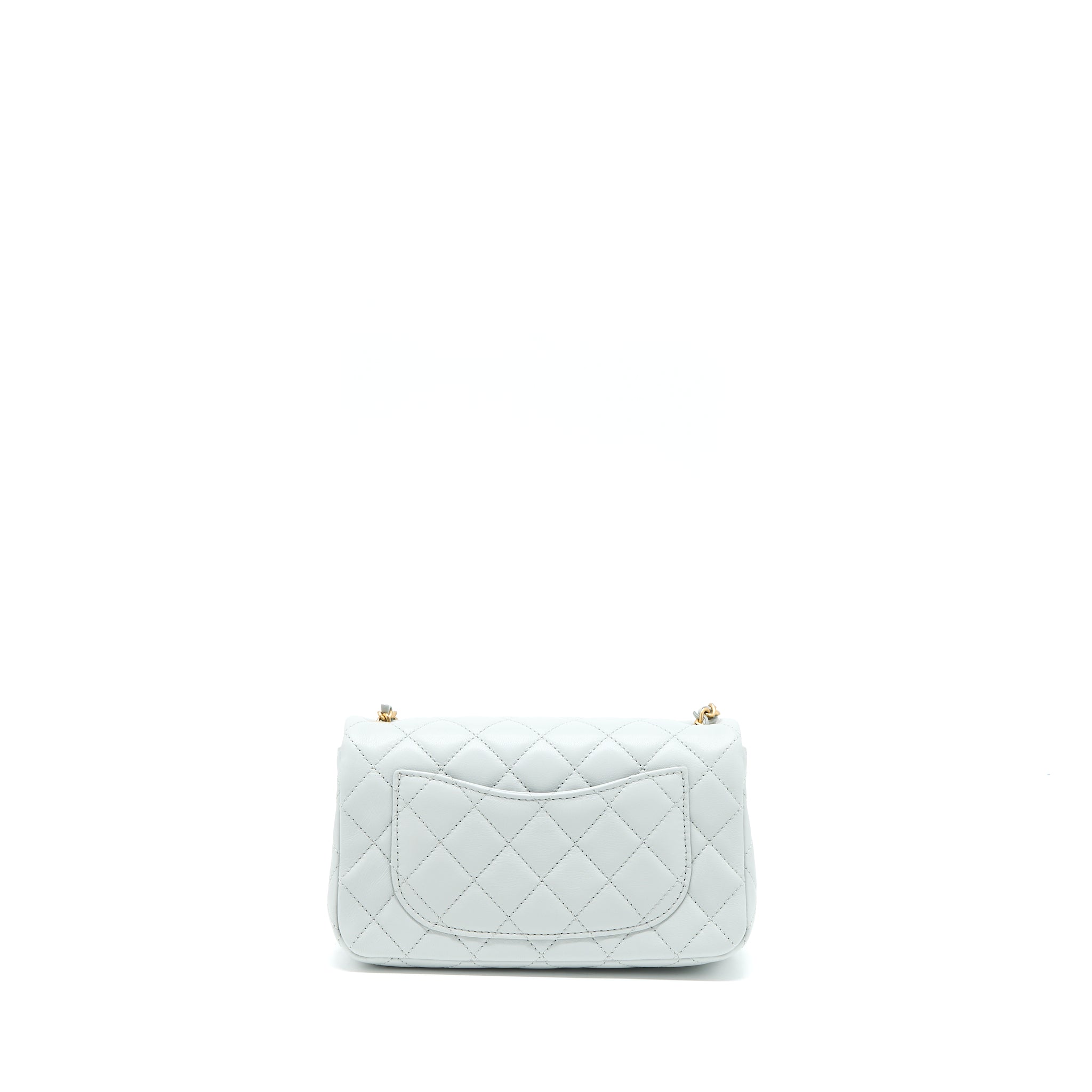 Chanel 23C Pearl Crush Mini Rectangular Lambskin Light Grey Brushed  (Microchip)