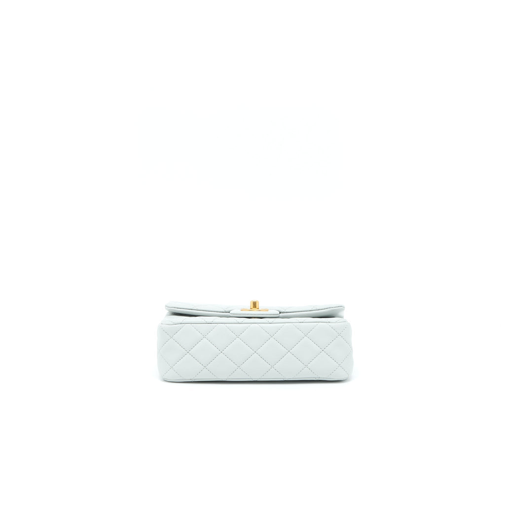 Chanel 23C Pearl Crush Mini Rectangular Lambskin Light Grey Brushed  (Microchip)