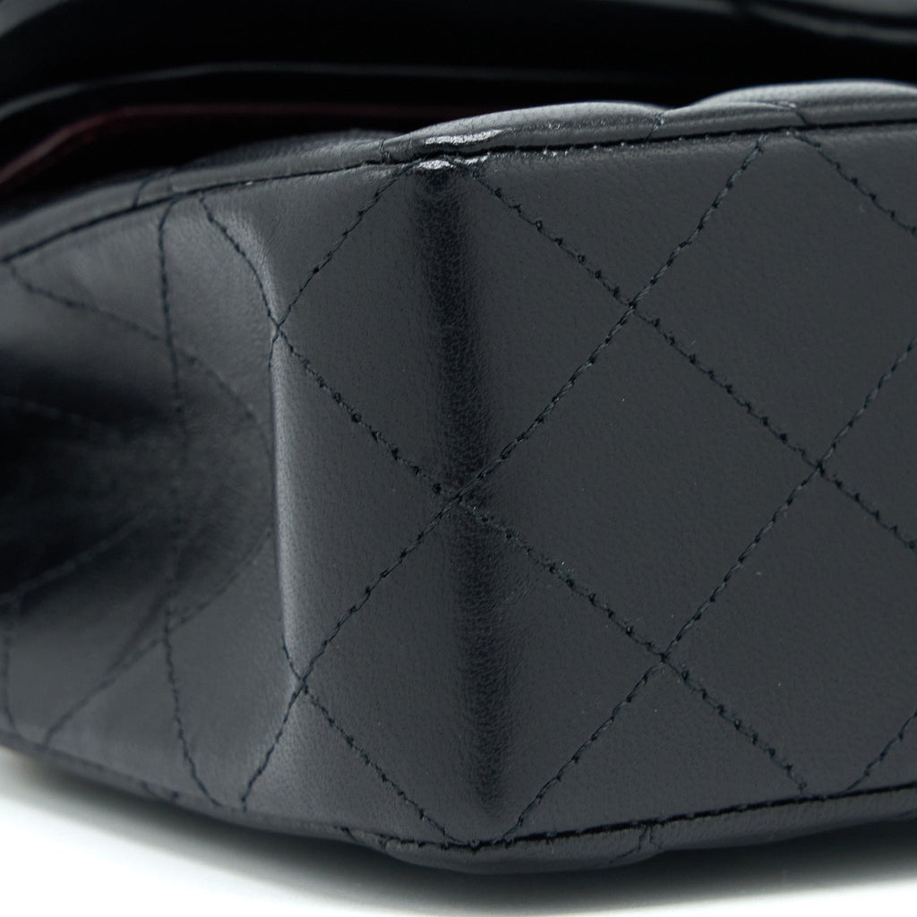 Chanel Small Classic Double Flap Bag Lambskin Black  (Microchip)