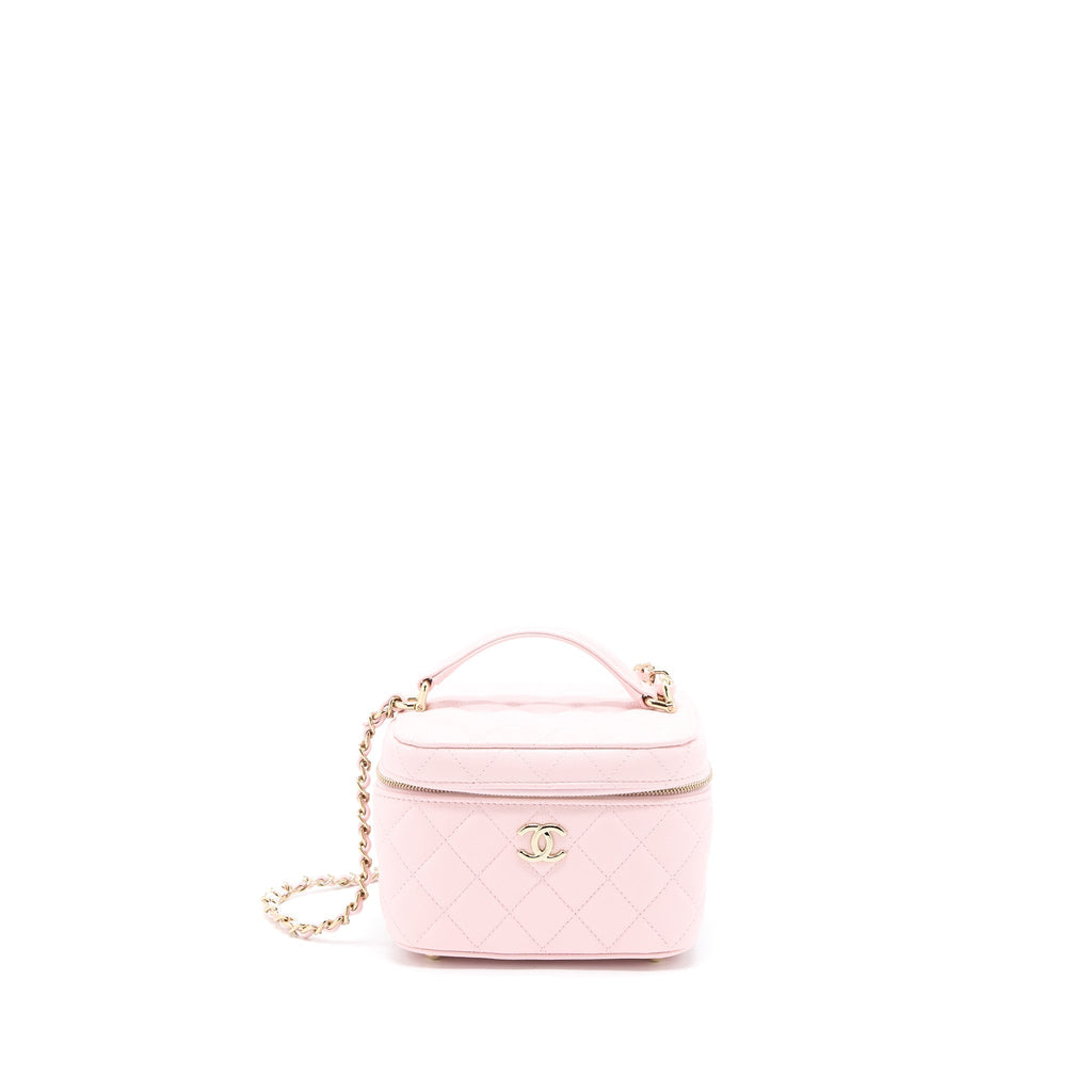 Chanel 22S Top Handle Vanity Bag Caviar Light Pink L (Microchip)