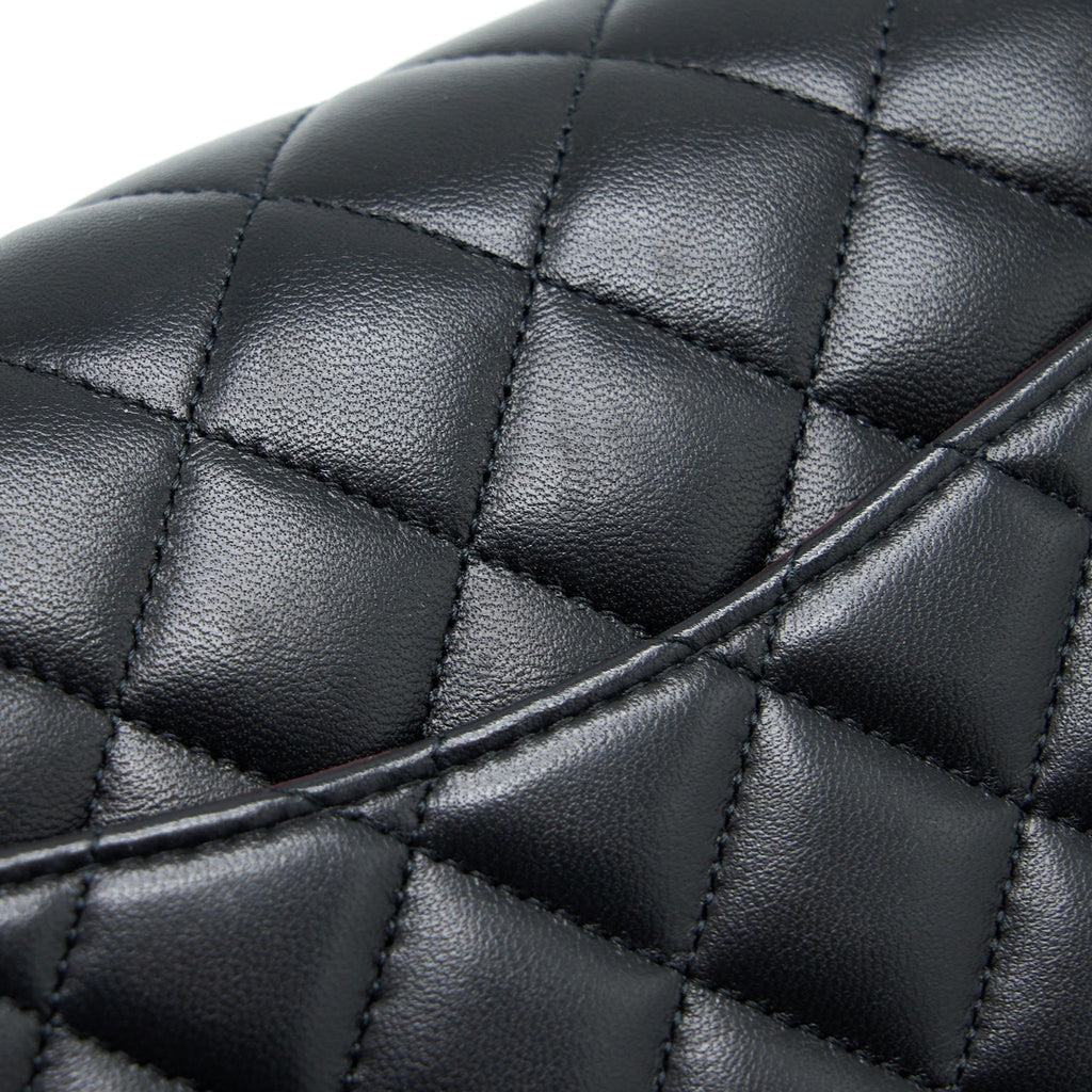 Chanel Small Classic Double Flap Bag Lambskin Black  (Microchip)