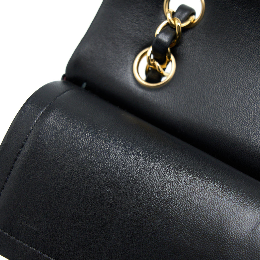 Chanel Small Classic Double Flap Bag Lambskin Black  (Microchip)