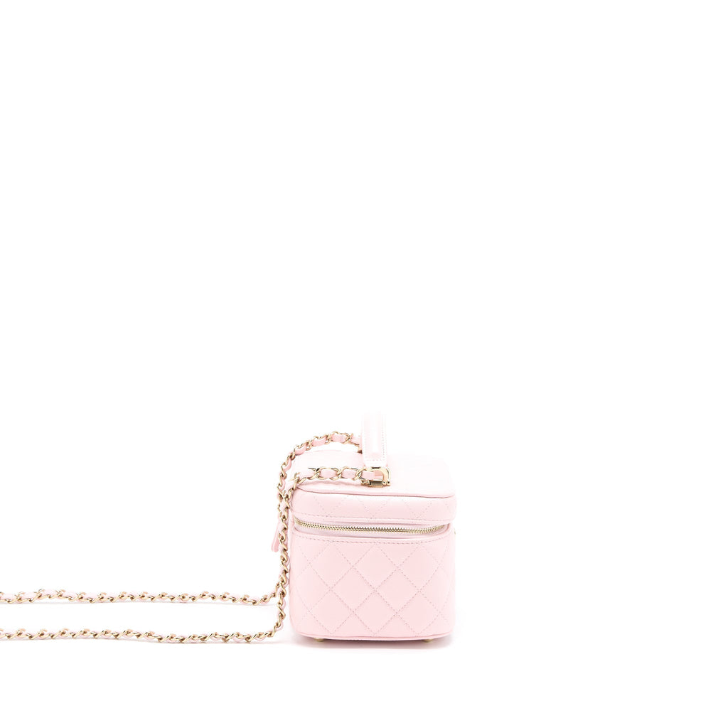Chanel 22S Top Handle Vanity Bag Caviar Light Pink L (Microchip)
