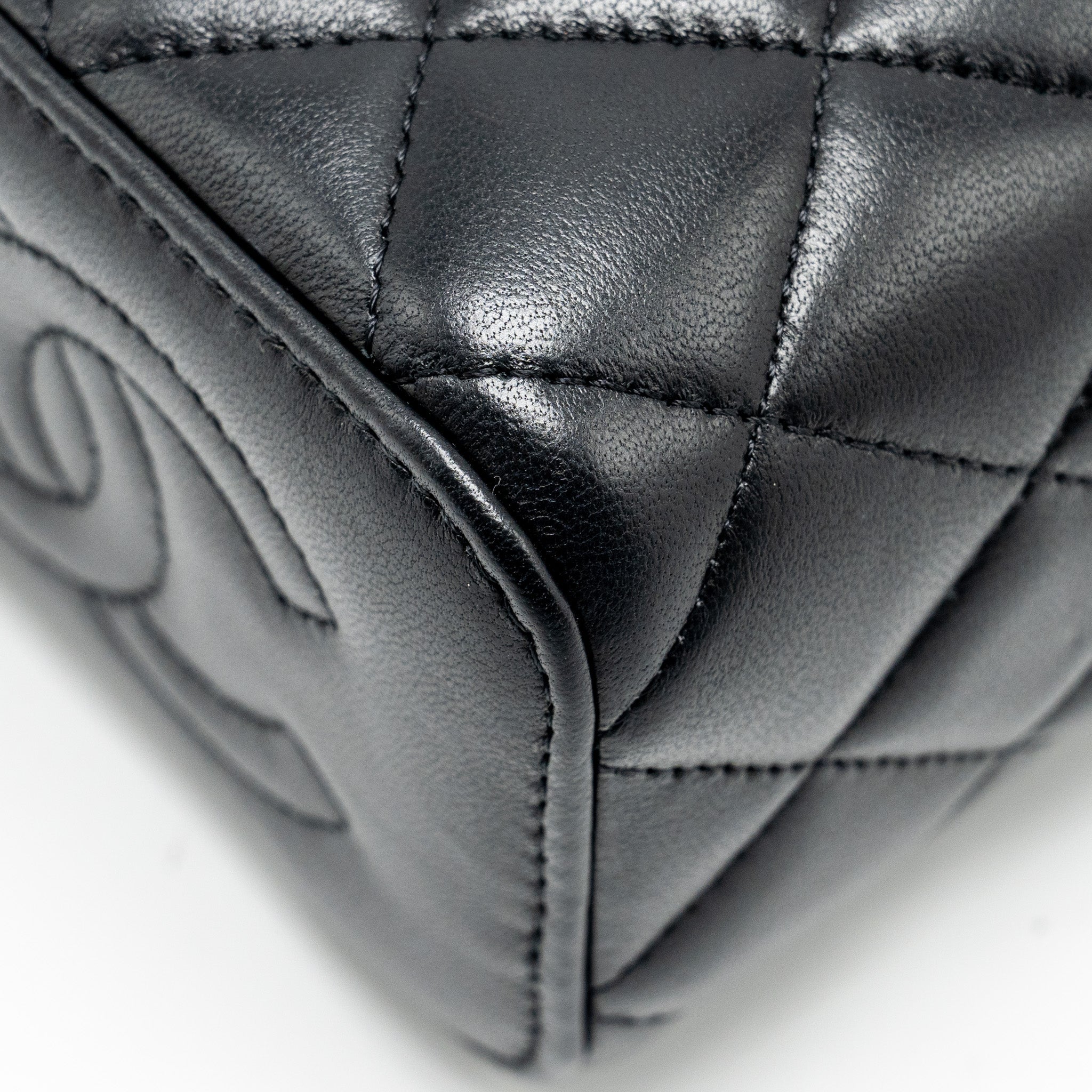 Chanel Top Handle Mini Vanity Case with Chain Lambskin Black  (Microchip)