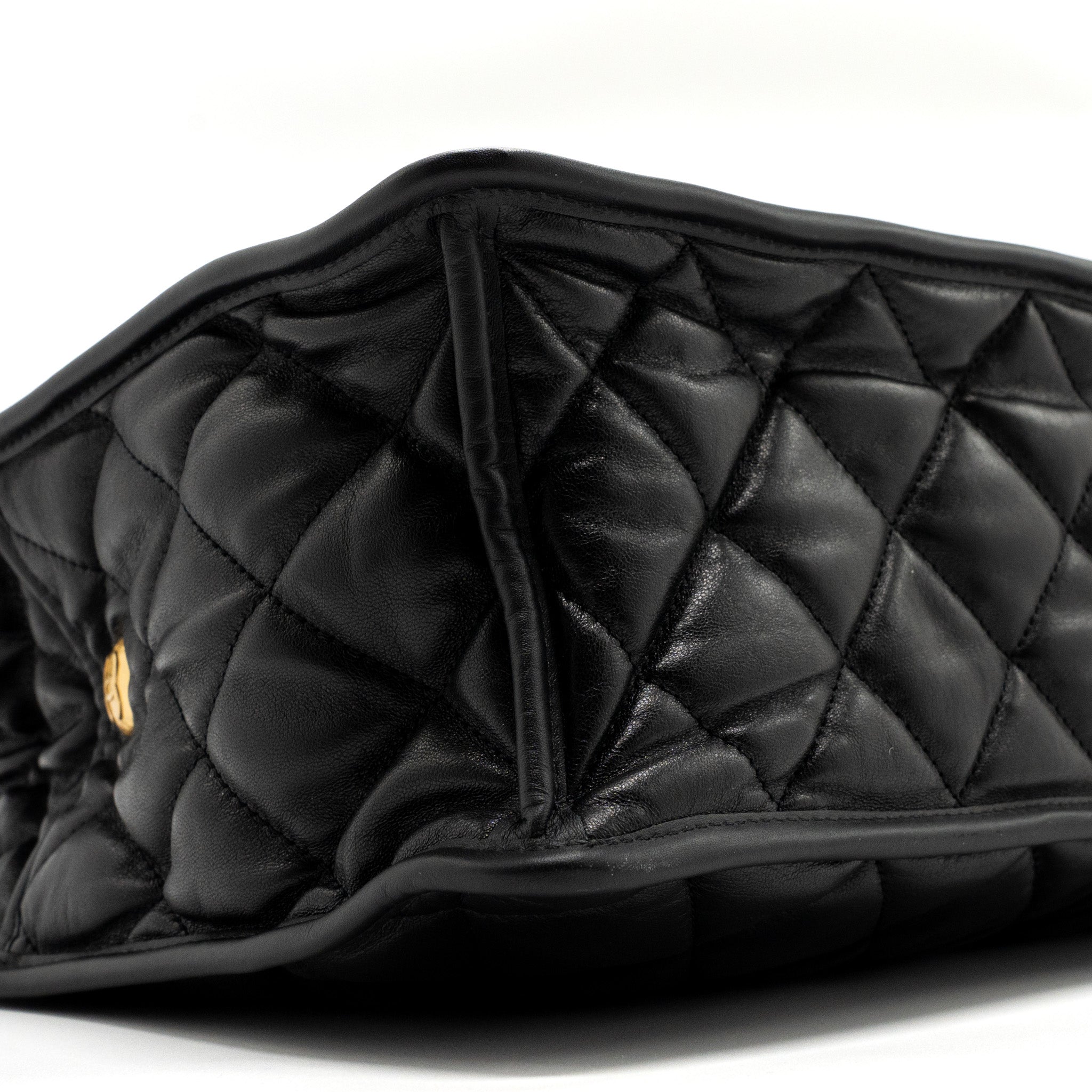 Chanel large tote bag Lambskin black brushed