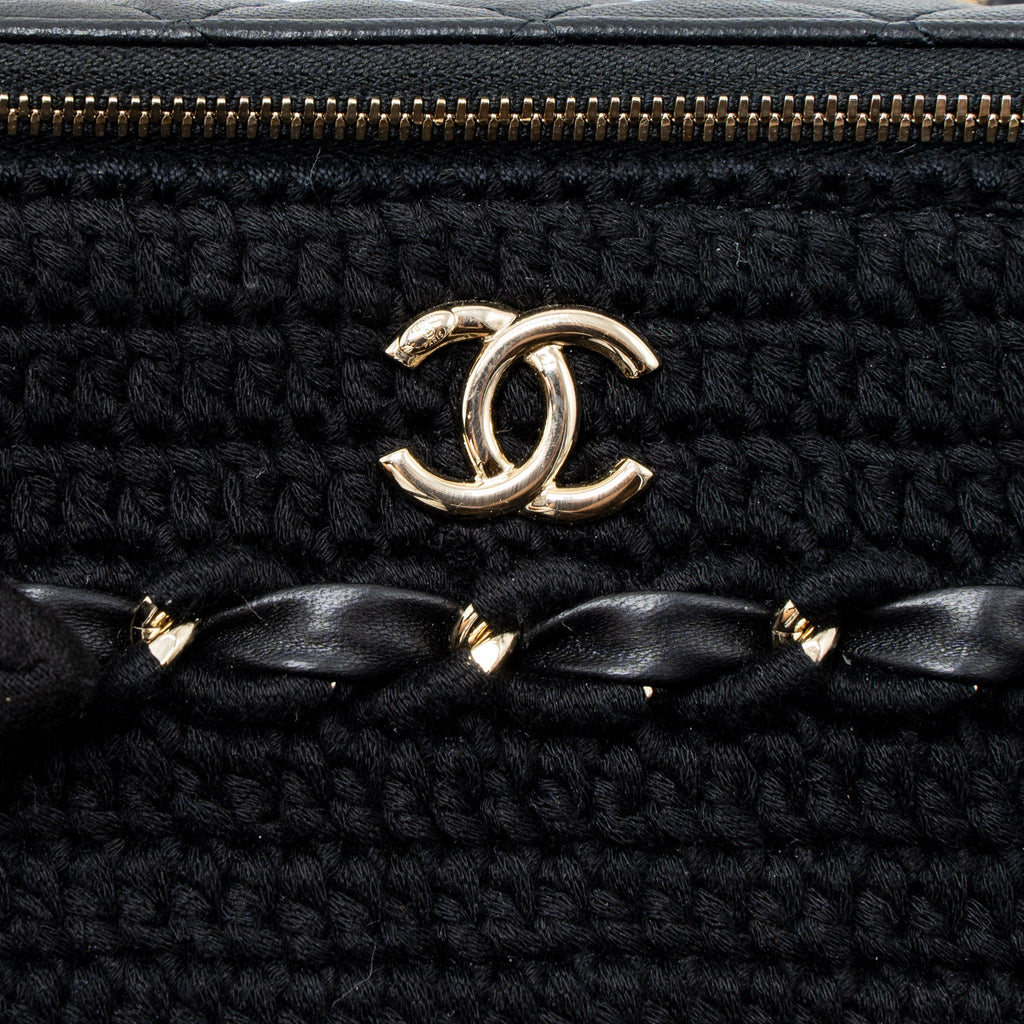 Chanel Long Vanity with Giant Chain Tweed/Lambskin Black L