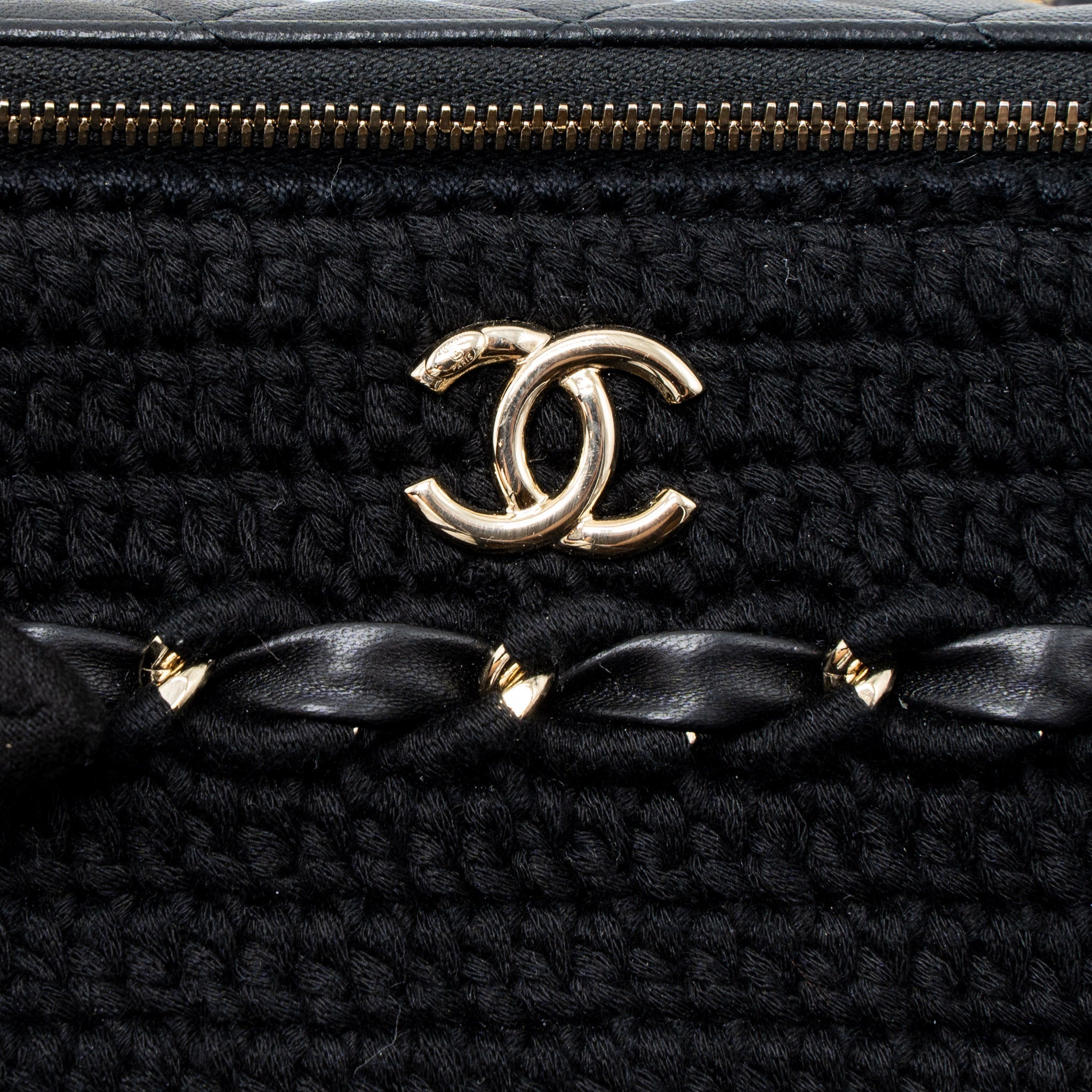 Chanel Long Vanity with Giant Chain Tweed/Lambskin Black L