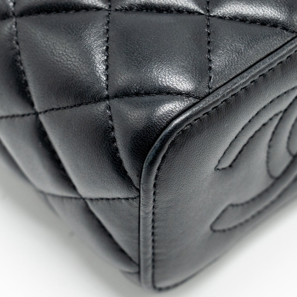 Chanel Top Handle Mini Vanity Case with Chain Lambskin Black  (Microchip)