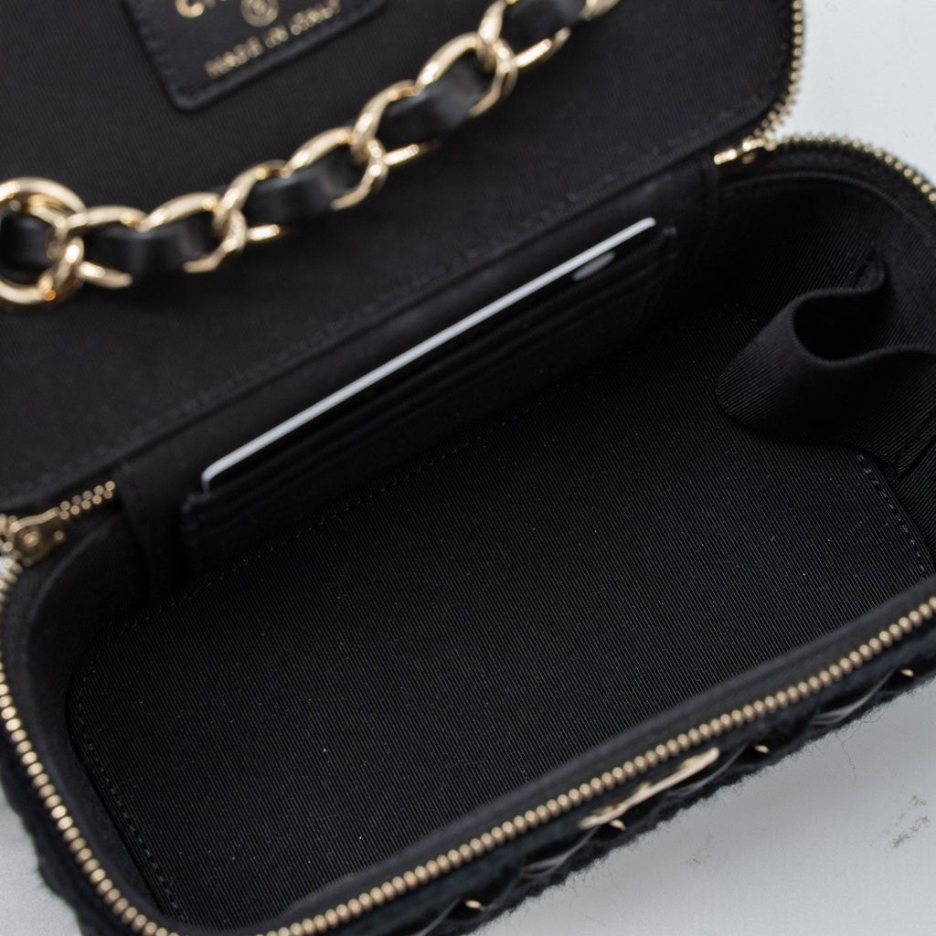 Chanel Long Vanity with Giant Chain Tweed/Lambskin Black L