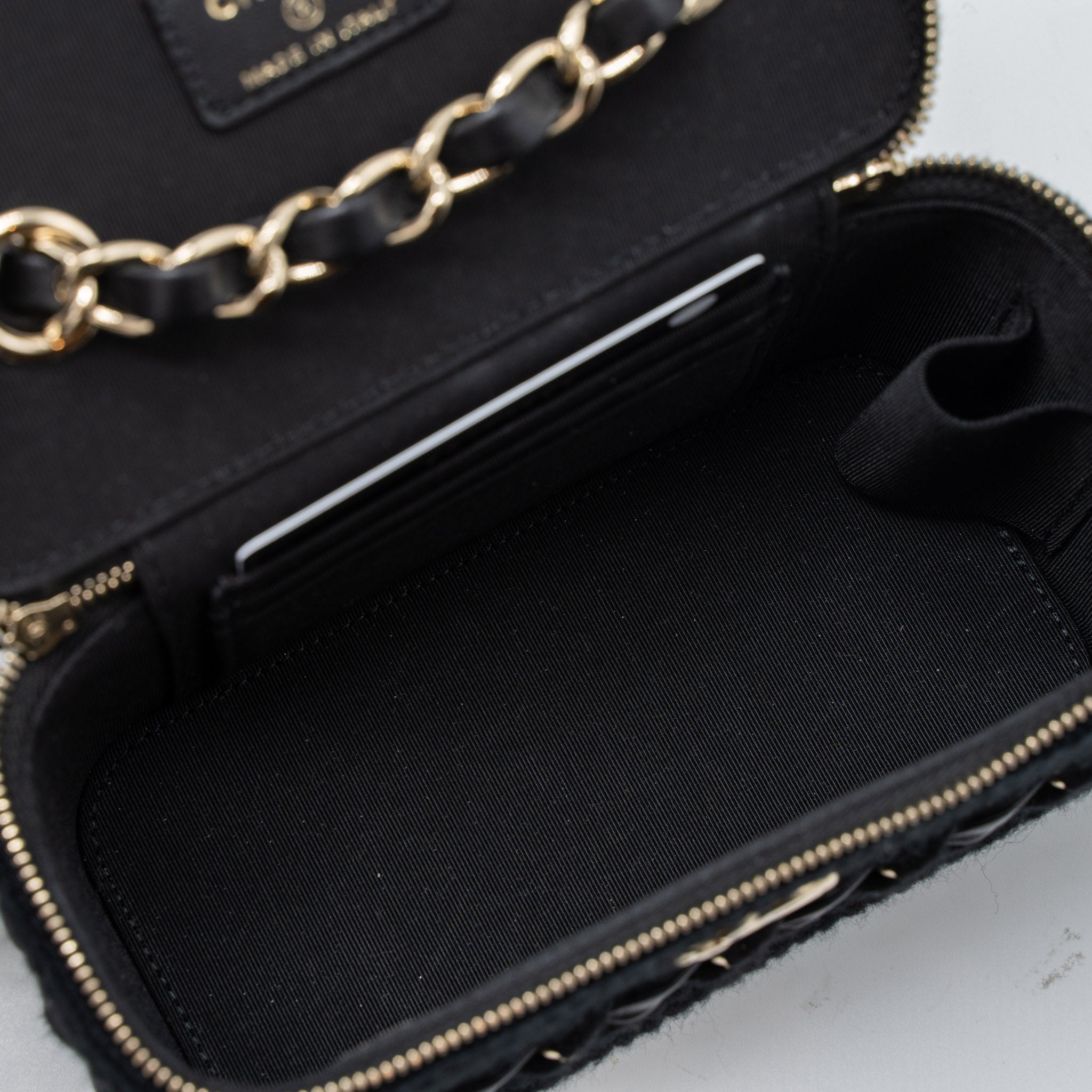 Chanel Long Vanity with Giant Chain Tweed/Lambskin Black L