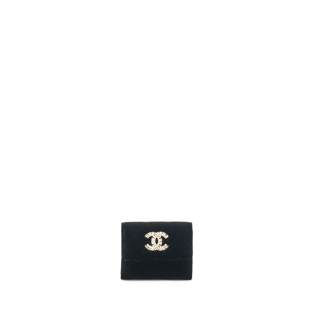 Chanel Small Flap Wallet Velvet Black L