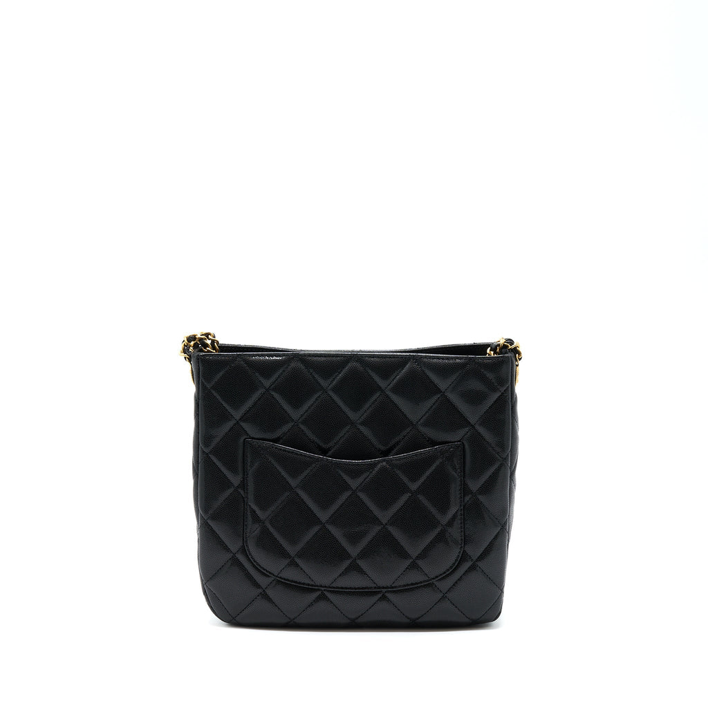 Chanel 22A Twist Your Buttons Hobo Shoulder Bag Caviar Black
