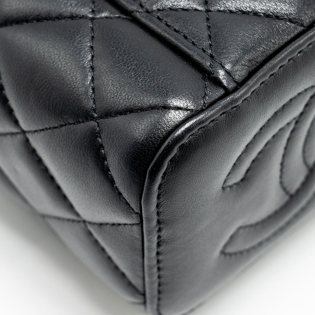Chanel Top Handle Mini Vanity Case with Chain Lambskin Black  (Microchip)