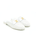 Chanel Size 38 CC Logo Sequins Lambskin Mule White
