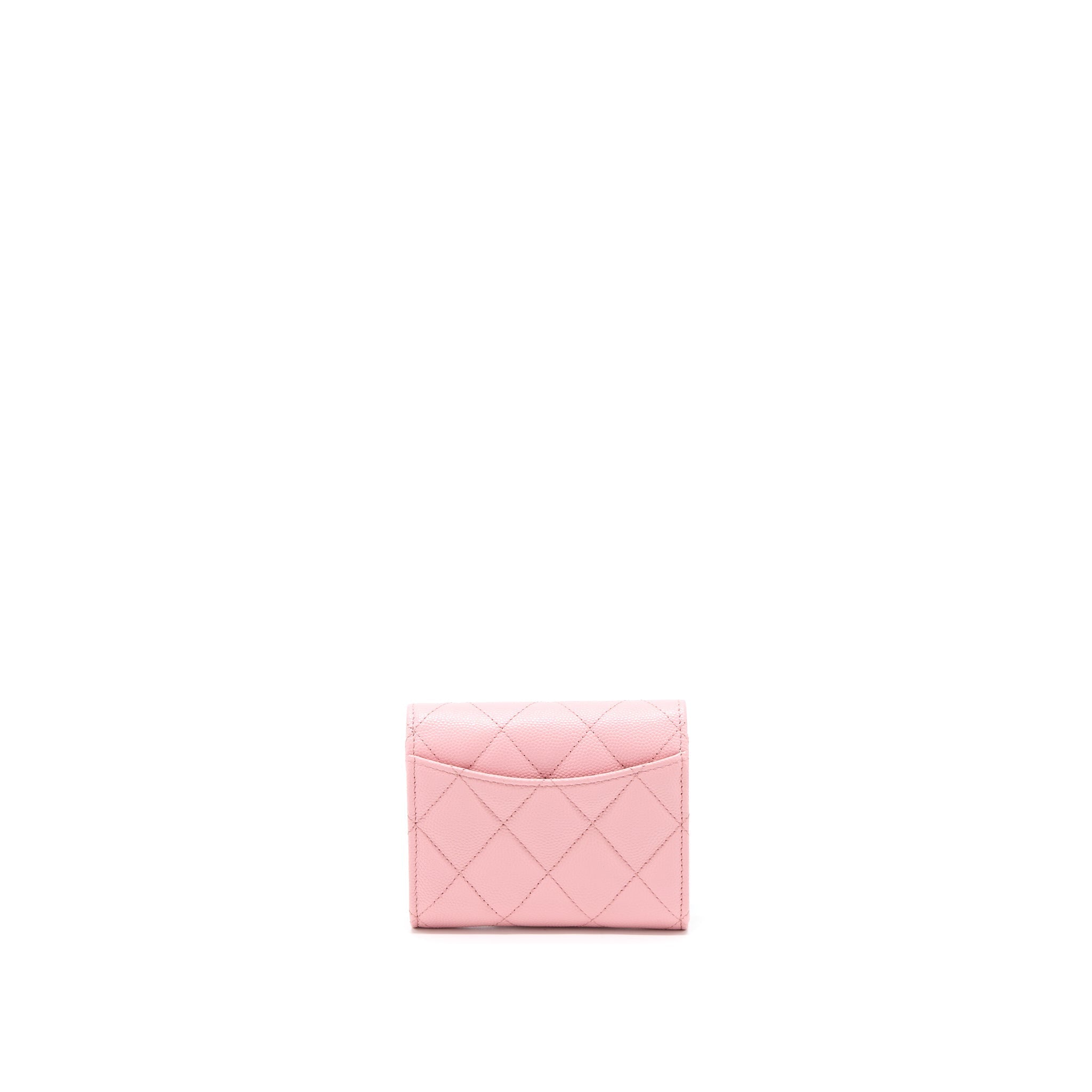 Chanel 22C Flap Card Holder with Chain Caviar Pink L