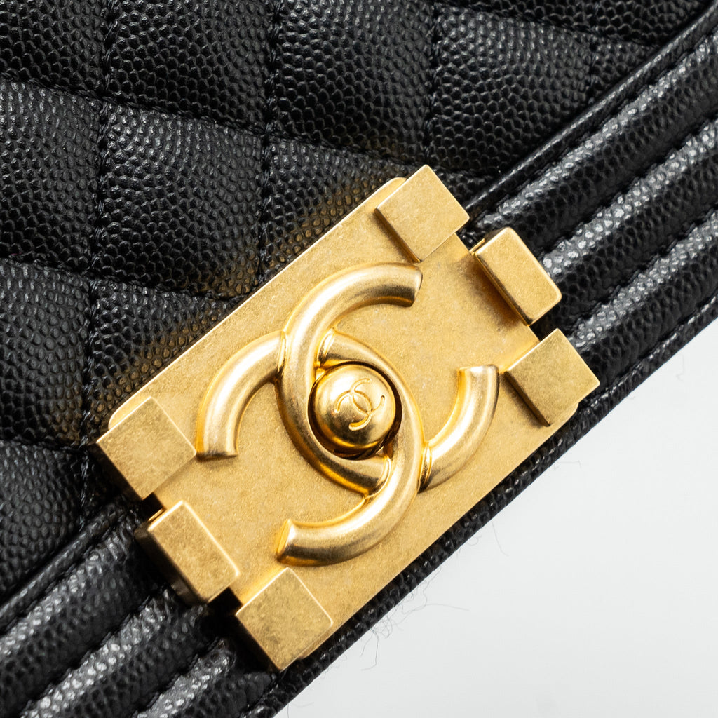 CHANEL SMALL BOY Bag Caviar BLACK  (Microchip)