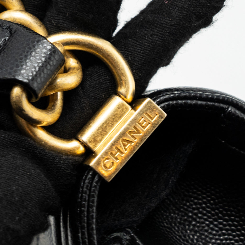CHANEL SMALL BOY Bag Caviar BLACK  (Microchip)