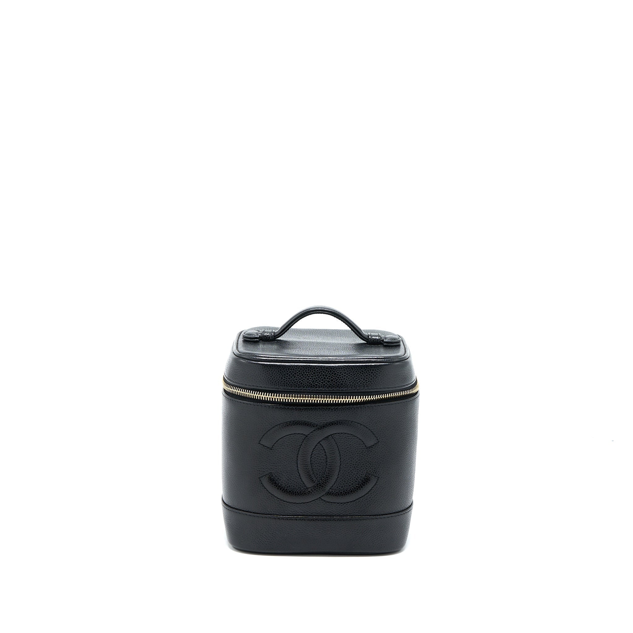 Chanel Vintage Vanity Case with Chain Caviar Black