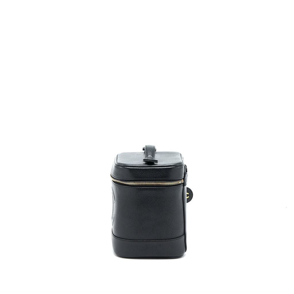 Chanel Vintage Vanity Case with Chain Caviar Black