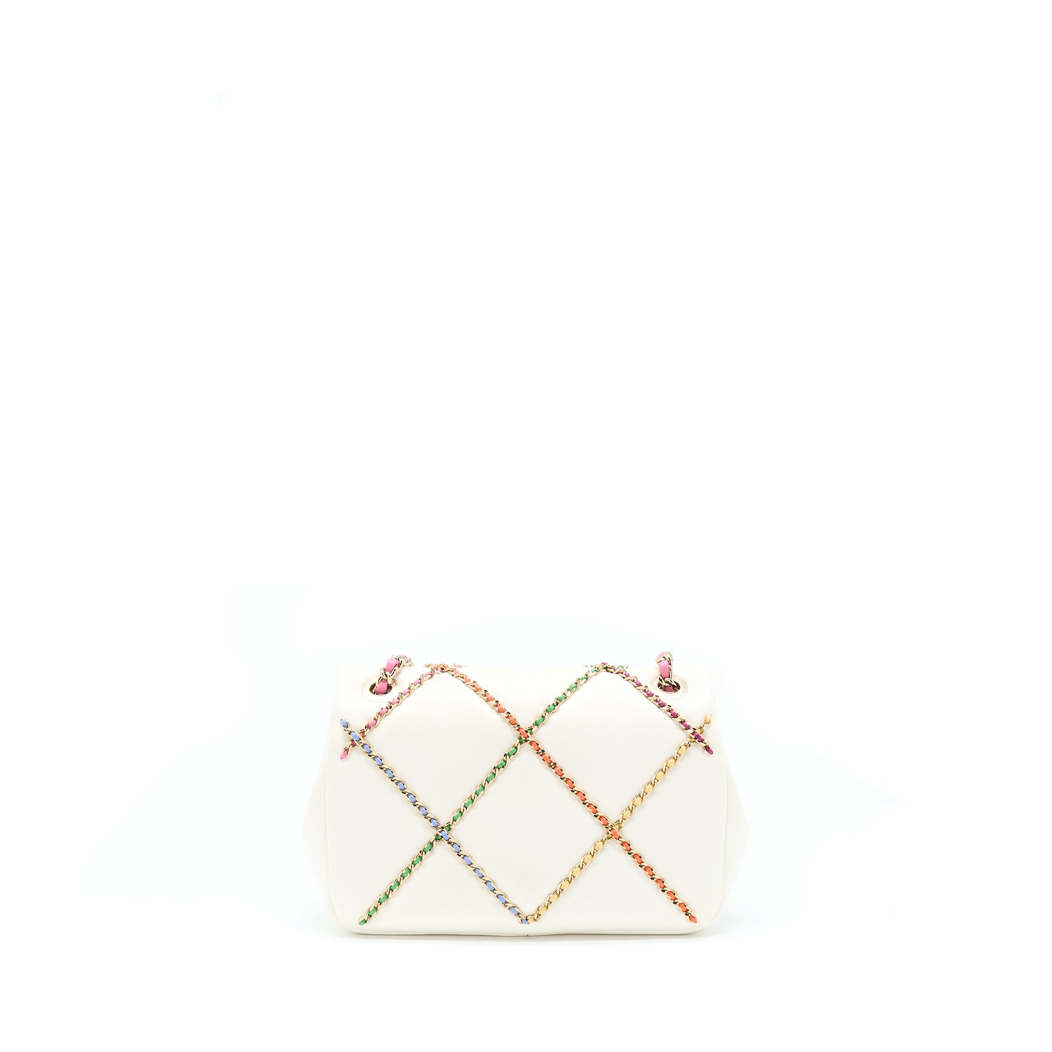 Chanel Small Flap Bag Lambskin White/Multicolor L