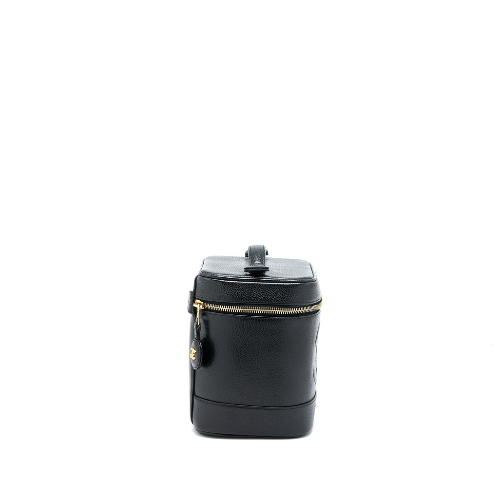 Chanel Vintage Vanity Case with Chain Caviar Black