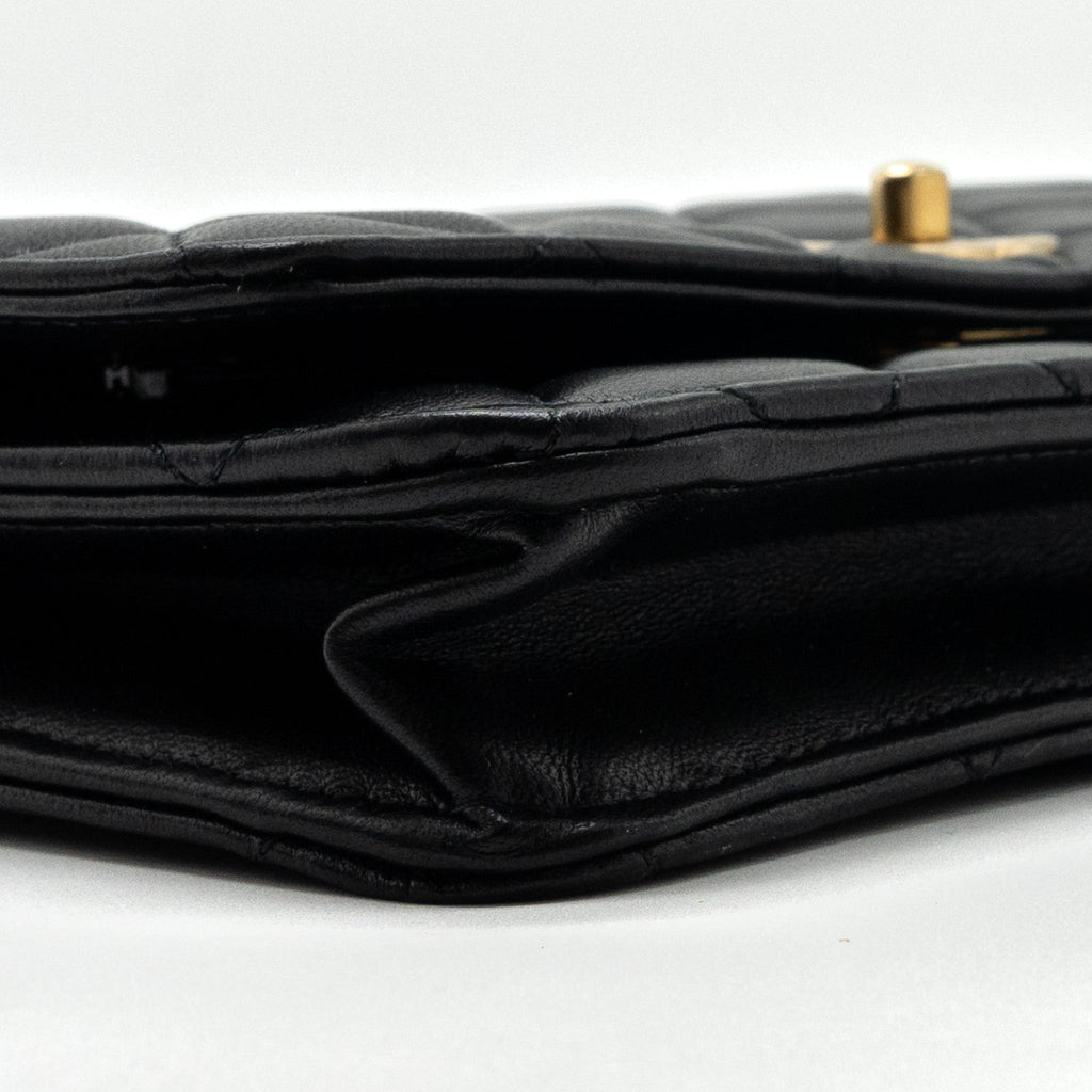 Chanel Pearl Crush Wallet On Chain Lambskin Black  (microchip)