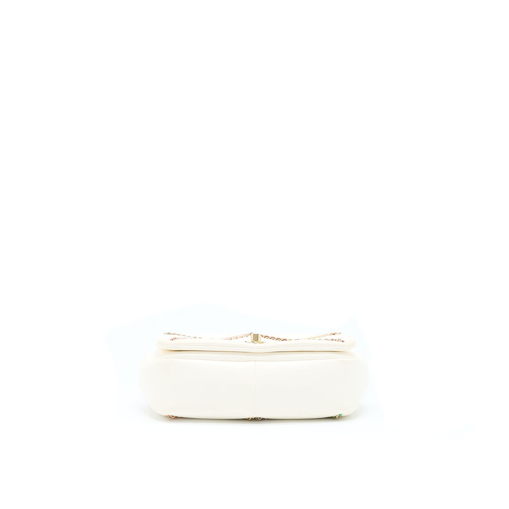Chanel Small Flap Bag Lambskin White/Multicolor L