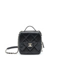 Chanel Quilted Vertical Top Handle Bag Calfskin Black