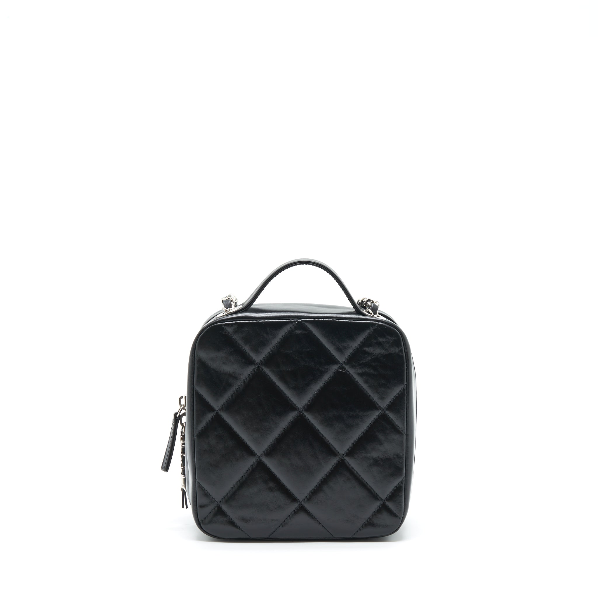 Chanel Quilted Vertical Top Handle Bag Calfskin Black