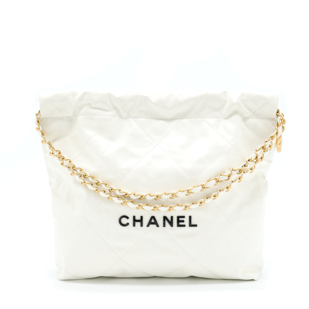 Chanel Small 22 Bag Shiny Calfskin White