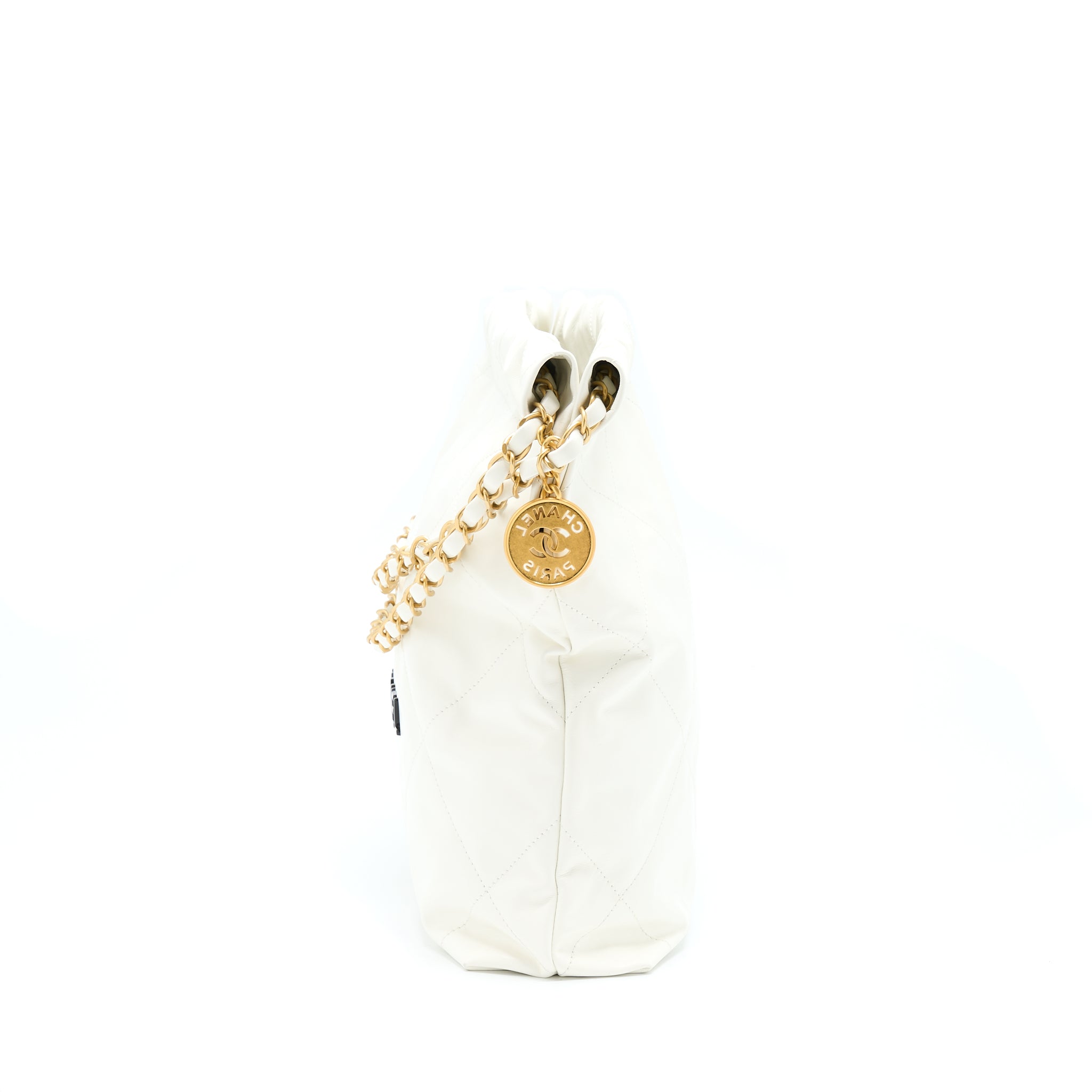 Chanel Small 22 Bag Shiny Calfskin White