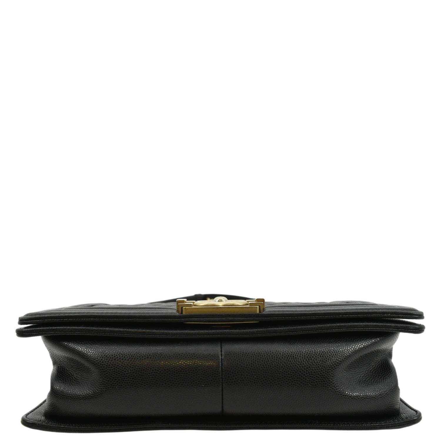 CHANEL Medium Boy Flap Caviar Quilted Leather Shoulder Bag Black